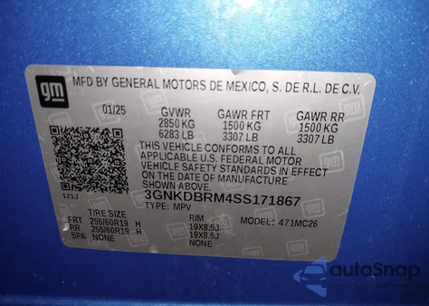 2025 Chevrolet Blazer Ev Lt Fwd z USA, uszkodzony, nr VIN 3GNKDBRM4SS171867